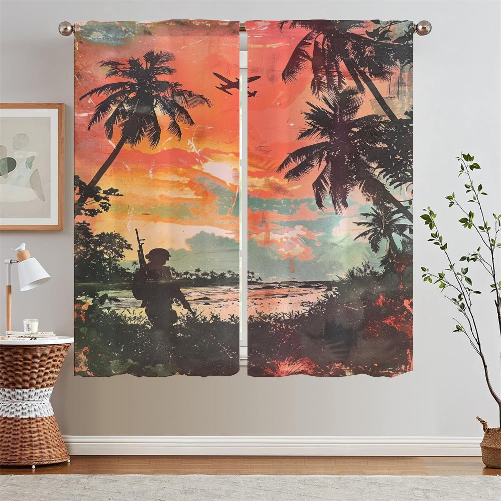 

Тюль Sniper в кухонных шторах для комнат, шторах для спальни, 2 шт., шифоновых шторах для гостиной, современных шторах для украшения дома W50xH70cmx2pcs-CL