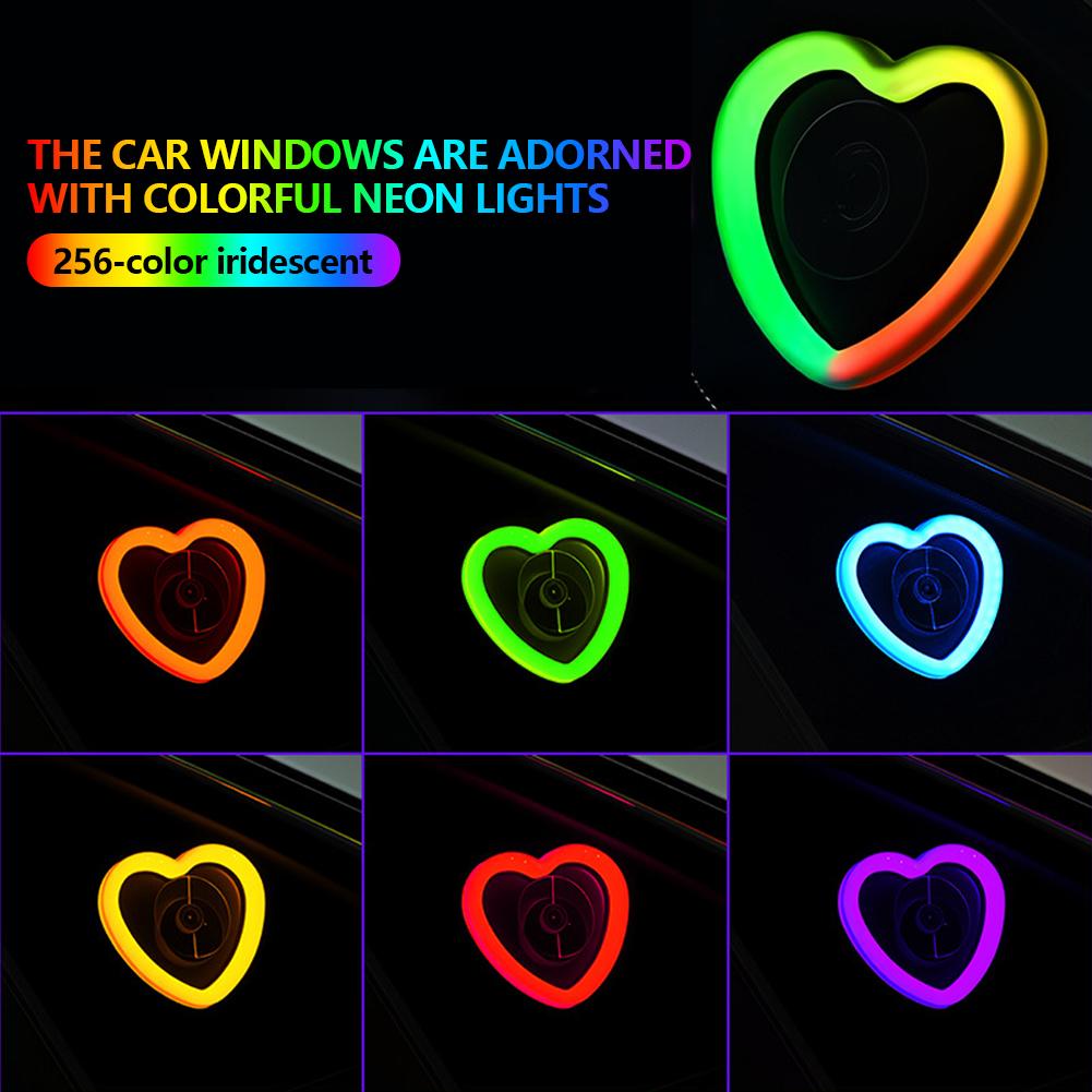 Car Window LED Heart-shaped Ambient Light Neon Light USB Powered Car Window Neon Light Decorative Lamps Interior Decoration