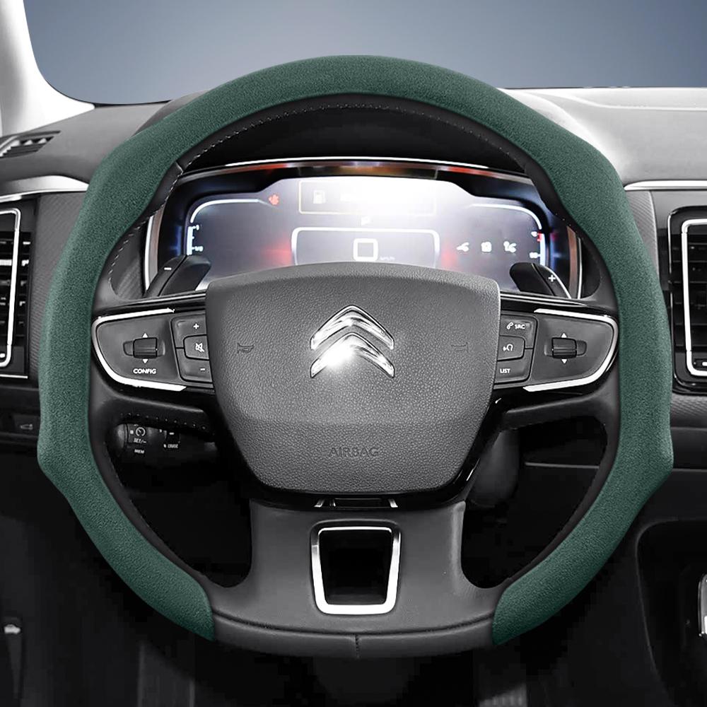 Suitable for Citroen Premium Suede Snap-On Steering Wheel Cover, Non-Slip and Durable, for C3 C4 X Berlingo C5 Aircross Jumper Spacetourer Ami X, Ava