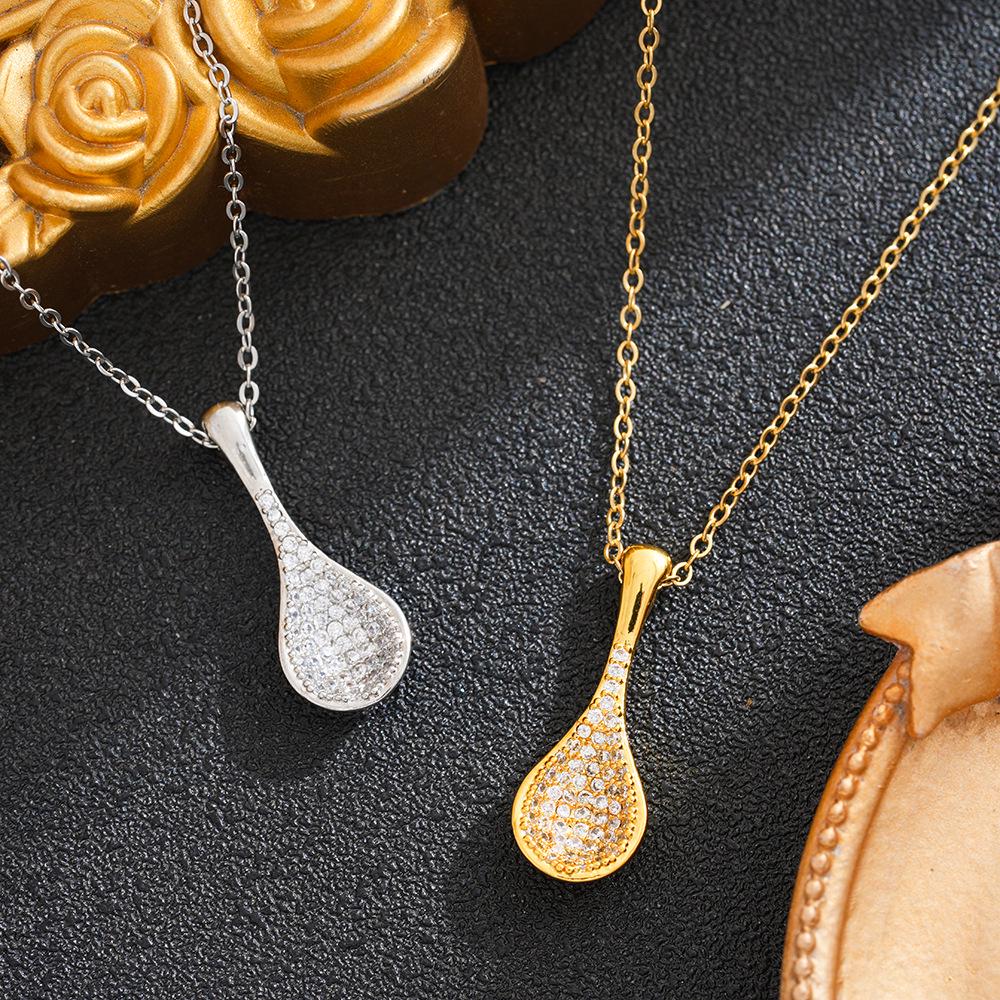 18K Gold-Plated Copper Zircon Water Drop Pendant for DIY Jewelry