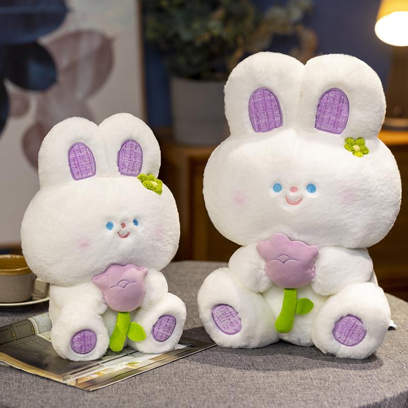 Adorable Hug Tulip Flowers Bunny Plushie Stuffed Cartoon Rabbits with Carrot Bread Strawberry Baby Appease Cuddly Doll Plush Toy St Practical Use