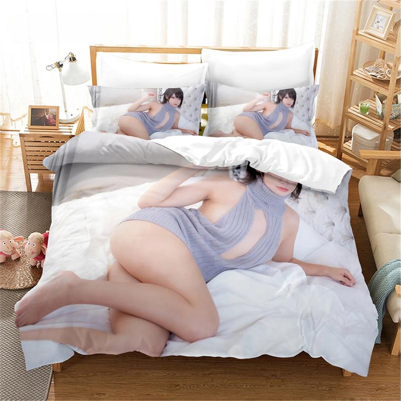 Model Girl Duvet Cover King Size Love Bedding Set Sexy Woman Comforter Cover Fashion Sexy Theme Bedding Decorative Boys Beauty