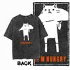 G Back Print Acid Washed Cotton oneck Cat Graphic Unisex Tshirt   Streetwear Big Size Cool Vintage Unisexs Tee Tshirt