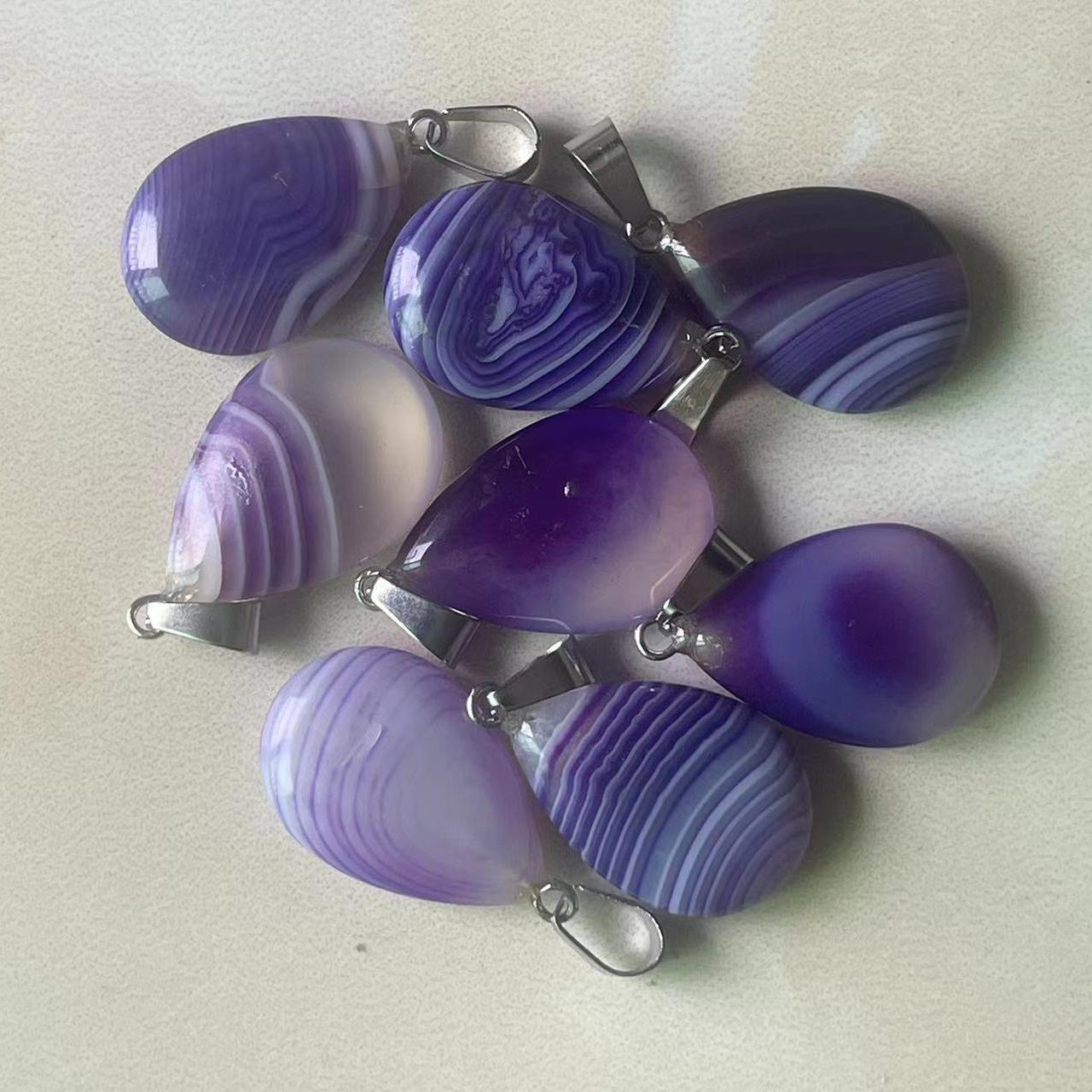 

Плоское ожерелье с подвеской в форме капли - подвеска в форме капли из натурального агата для самостоятельного изготовления ювелирных изделий, модное ожерелье (1Pcs)PurpleAgate