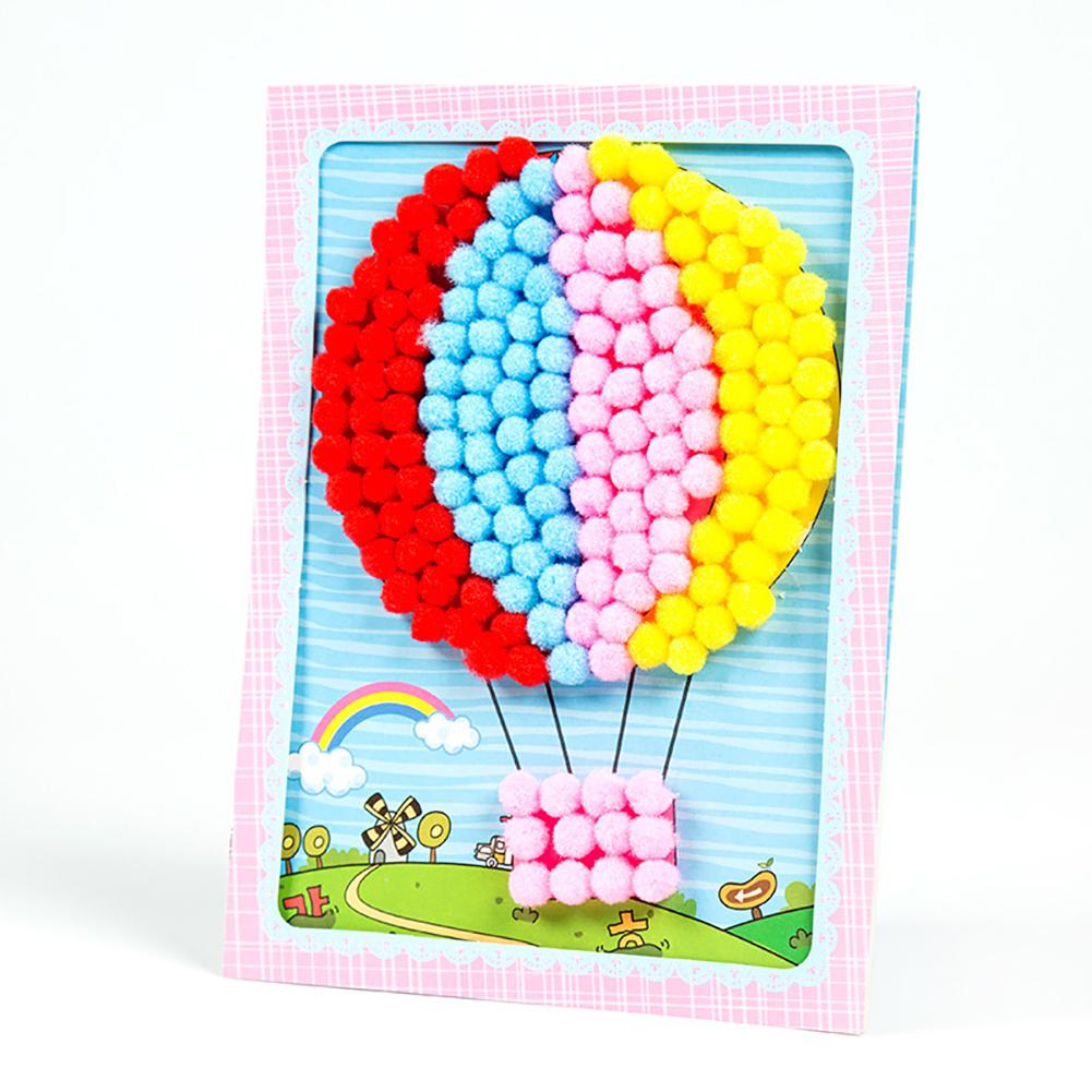 Creative DIY  Kids Plush Ball Painting Stickers Children Educational Handmade Material Cartoon Puzzles Crafts Toys