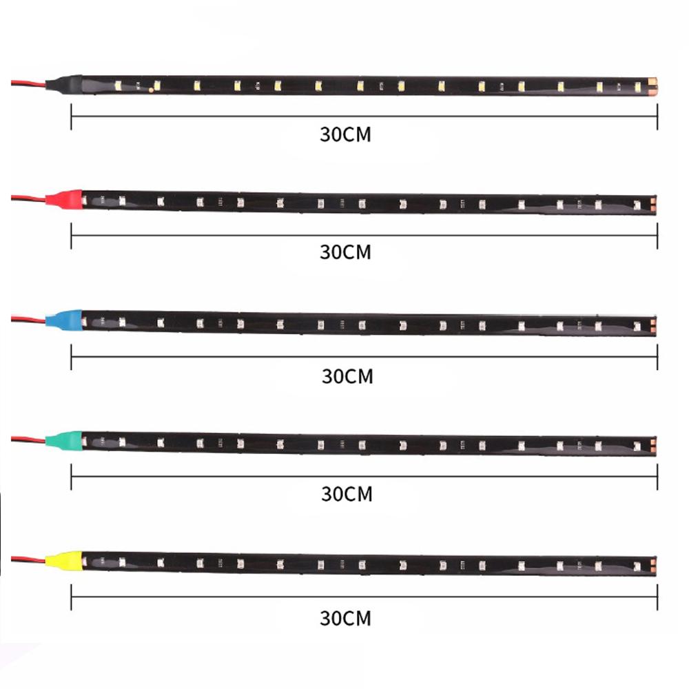 2X 30cm Led Strip Light DRL 3528 1210 15SMD Car Accessorie Car Ambient Light Decorative Atmosphere Light Yellow Green 12V White