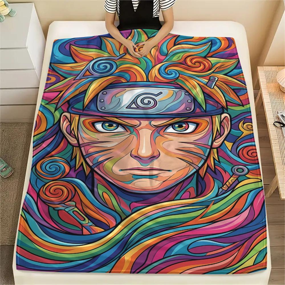 Decorative Naruto Flannel Blanket Print Warm Comfortable Throw for Sofa Bed Chair Travel Picnic Use Cool Ninja Art -Xin
