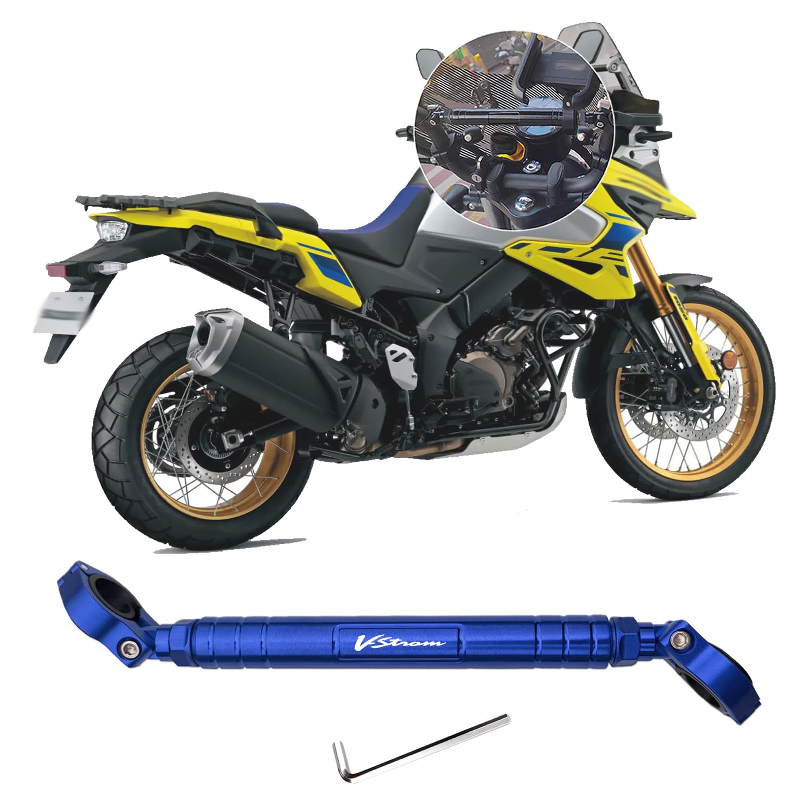 

ShiBinJP Мотоциклетні аксесуари Регульована ручка балансу на кермо Подовжувач Сумісний з і Кронштейни поперечини керма Багатофункціональна поперечина, синій