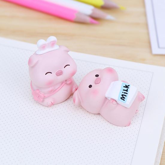Animal Figurine Cartoon Lovely Adorable Fine Workmanship Mini Office Decor Eco-friendly Lie Pigs Desktop Ornament Car Decor