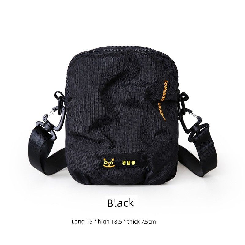 

Триколор Патч Южная Корея Инс Трендовый На одно плечо Литературный Buck Teeth Cat Street Satchel-Black