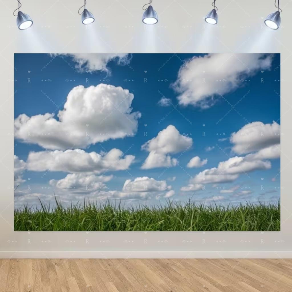 Blue Sky White Cloud Background Natural Landscape Home Party Decoration Backdrop Portrait Photography Banner Baby Shower Props