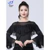 Latin Dance Top Women Ballroom Practice Wear Mesh Long Sleeve Flared Cuff Milk Silk 2025 Black Red Pink