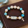 Comfortable Bracelet Blessing Birds with Premium Gift Box, Pink Cherry Blossom Multicolor Beads Elastic Design, Bee Hummingbird Bracelets for