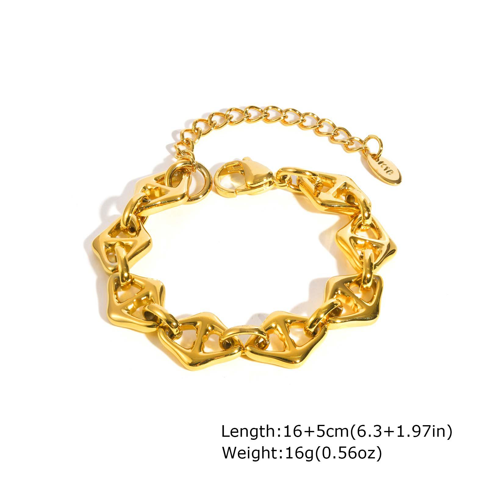 

Gold Plated Paperclip Geometric Bracelet, Stainless Steel Rhombic Chain Bracelet for Women, Waterproof Jewelry Birthday Gift