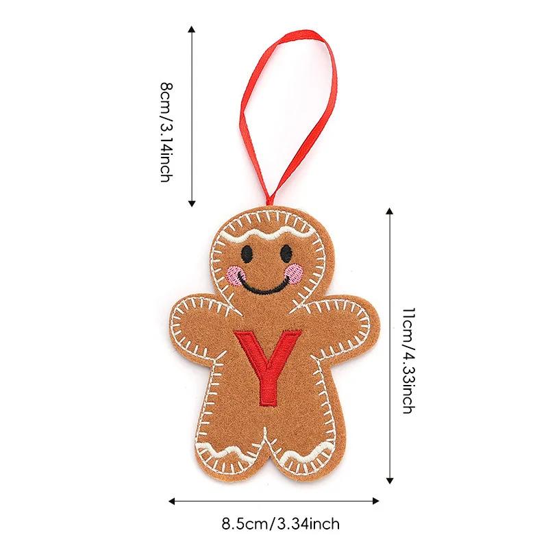 A-Z Gingerbread Man Doll Christmas Decoration Pendants Xmas Tree Hanging Ornament Christmas for Home New Year Kids Gift