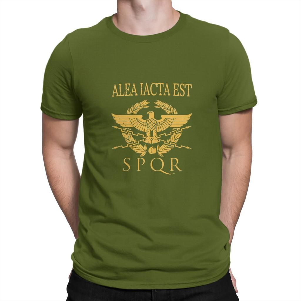 Alea Iacta Est T-Shirts for Men Ancient Rome Unique 100% Cotton Tee Shirt Round Neck Short Sleeve T Shirt Gift Clothes