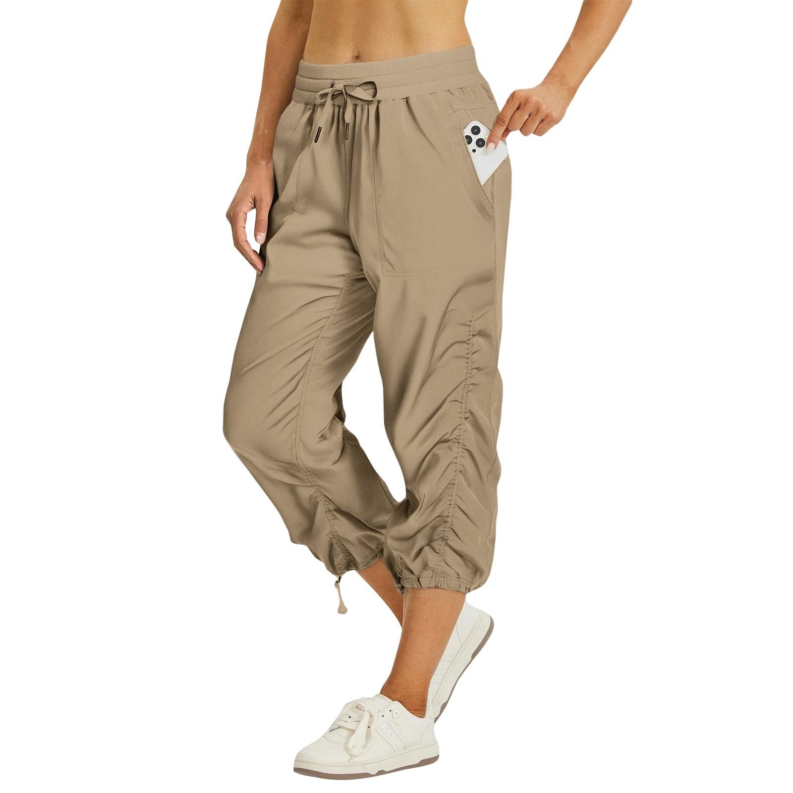 

Women s Pleated Cargo Hiking Pants With Pockets XXL бежевий