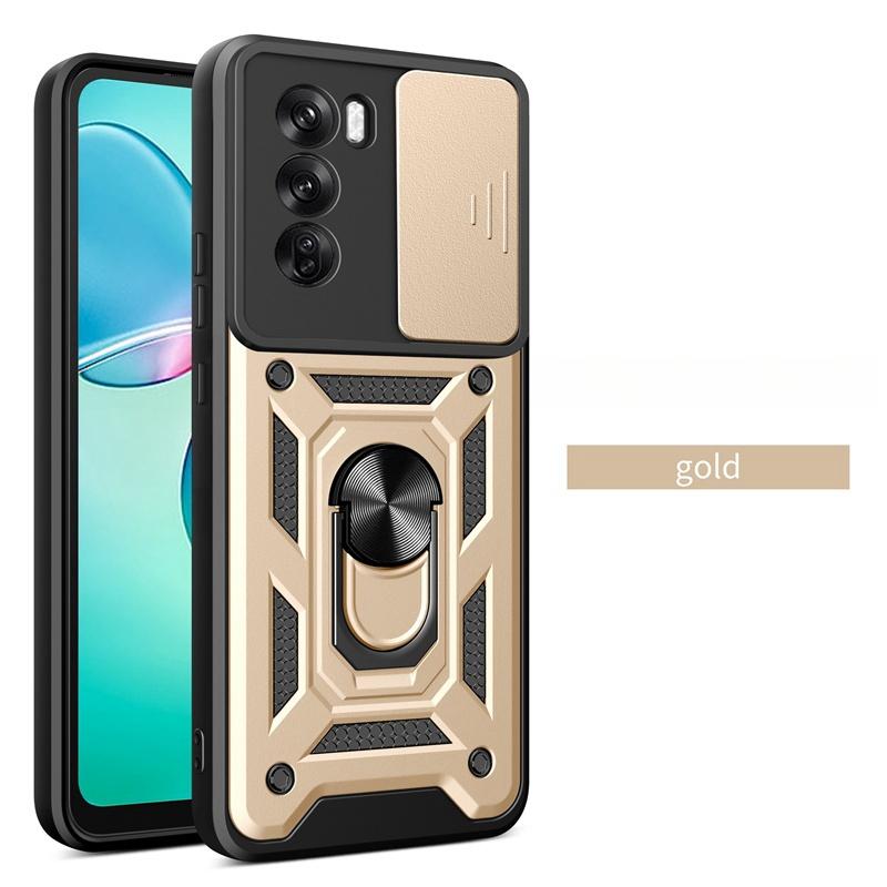 Shockproof Armor Phone Case For Oppo Reno 12 Pro Slide Camera Protect Funda For Reno 12 F 12F Reno12 Pro 5G Magnetic Ring Cover