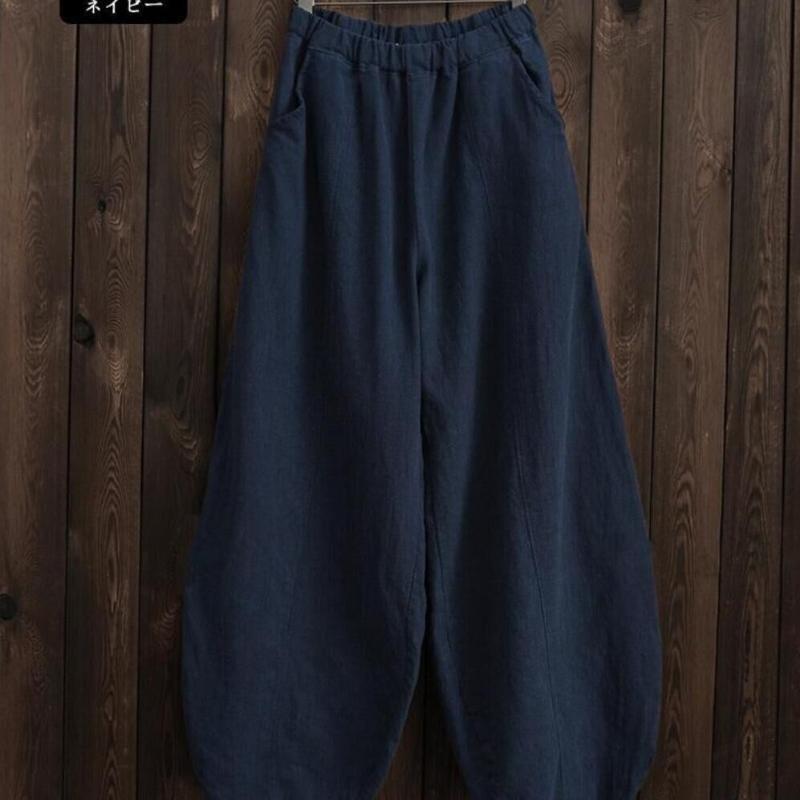 

Весенне-осенние новые хлопковые льняные свободные широкие брюки женские однотонные повседневные брюки больших размеров для женщин модные винтажные простые офисные женские брюки 24540 5XL темно-синий