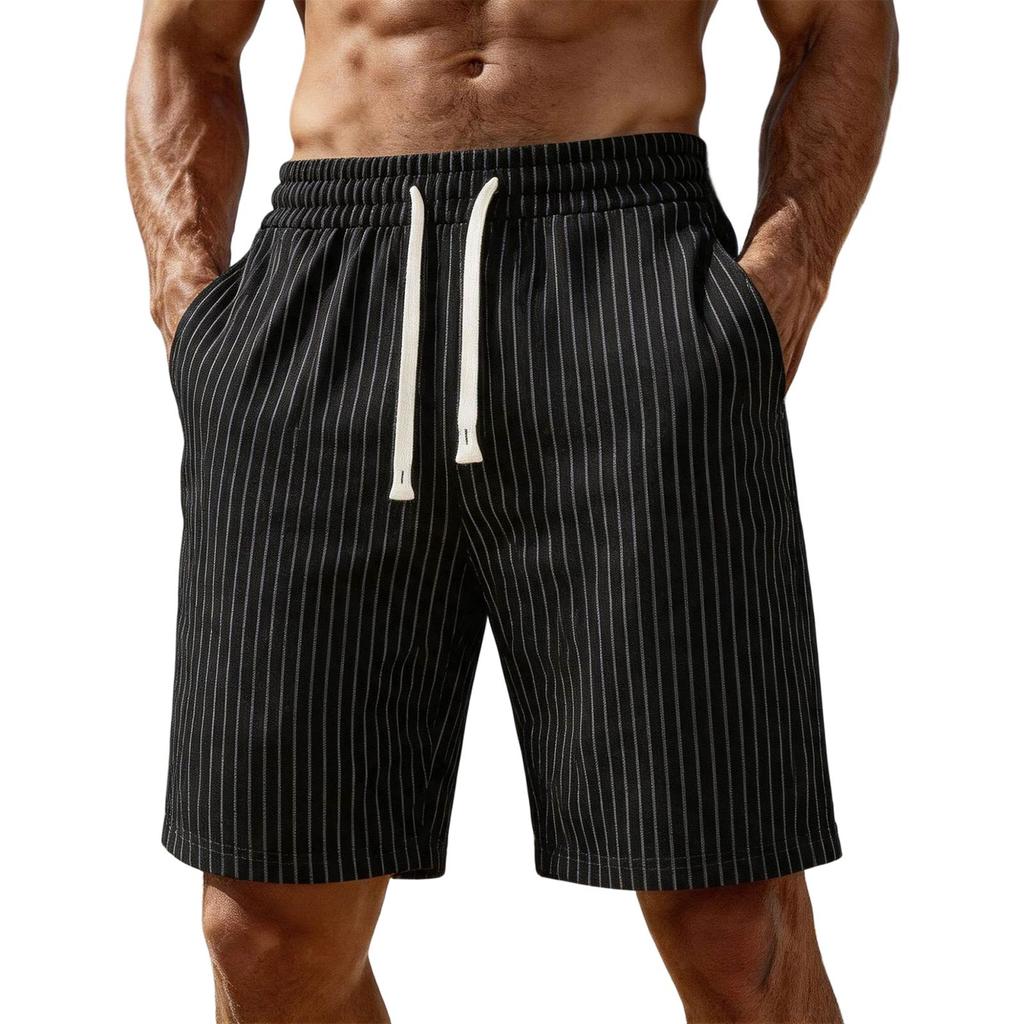 Men's Casual Summer Drawstring Shorts with Pockets Lightweight Comfortable Fit Elastic Waistband Suitable for Outdoor Activities