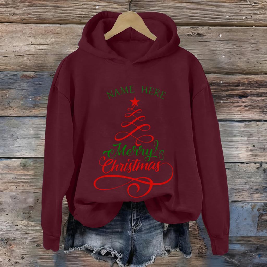 Dame Jule Greentown Trykk Casual Langermet Hettegenser Topp