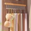 Wooden Wall Hanging With Telescopic Drying Rack With Stainless Steel Hook Pull-Out Space Saving Underwear Tank Top Organizer