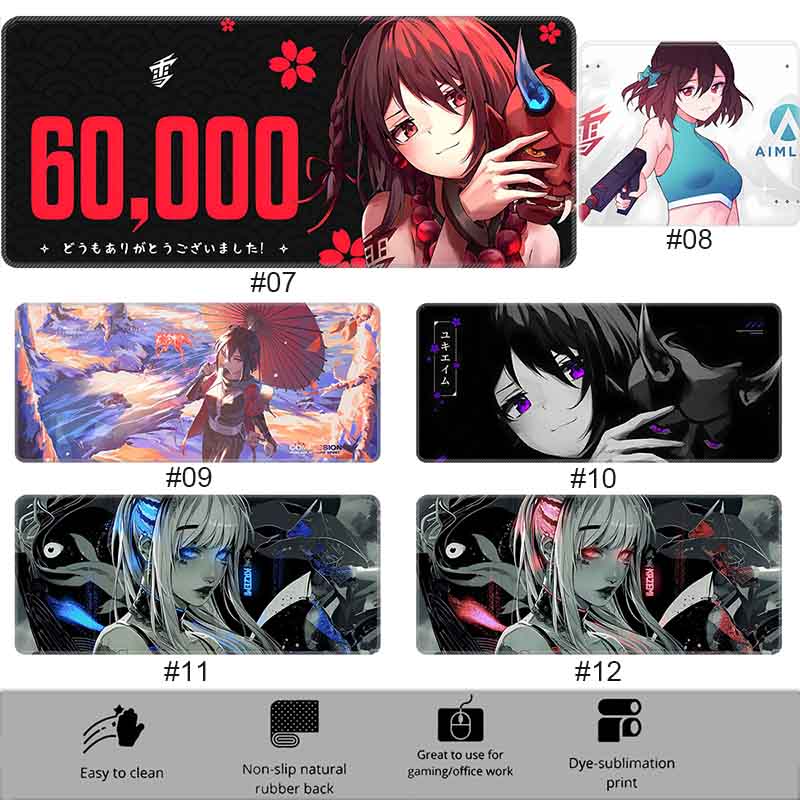 Anime Mask Girl Mouse Pad Yuki Aim Large Mouse Mat E-Sports Gamer Desk Pads Non-Slip Rubber Premium Mouse Pad XXL Keyboard Mats