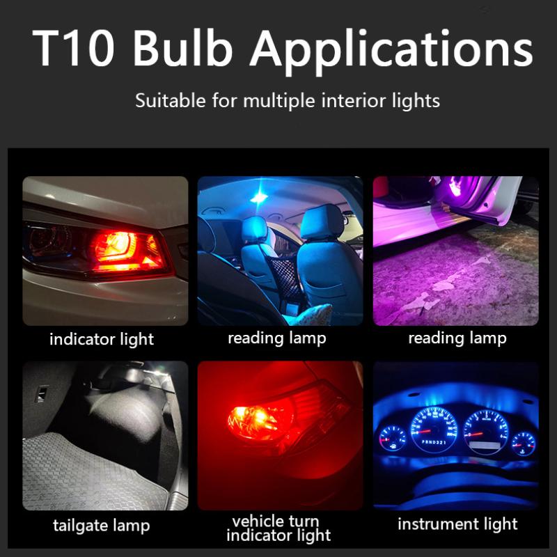 Car LED T10 W5W Canbus Glass Car Light COB Clear 6000K Reading Dome Lamp Marker Wedge License PlateLight Bulb 168 194 192 DC 12V