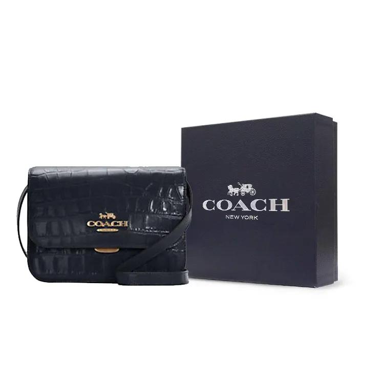 COACH Brynn Crocodile Pattern Leather Crossbody Bags Medium Women's Dark Blue (Unisex) Crossbody Bags C5631 IMMID