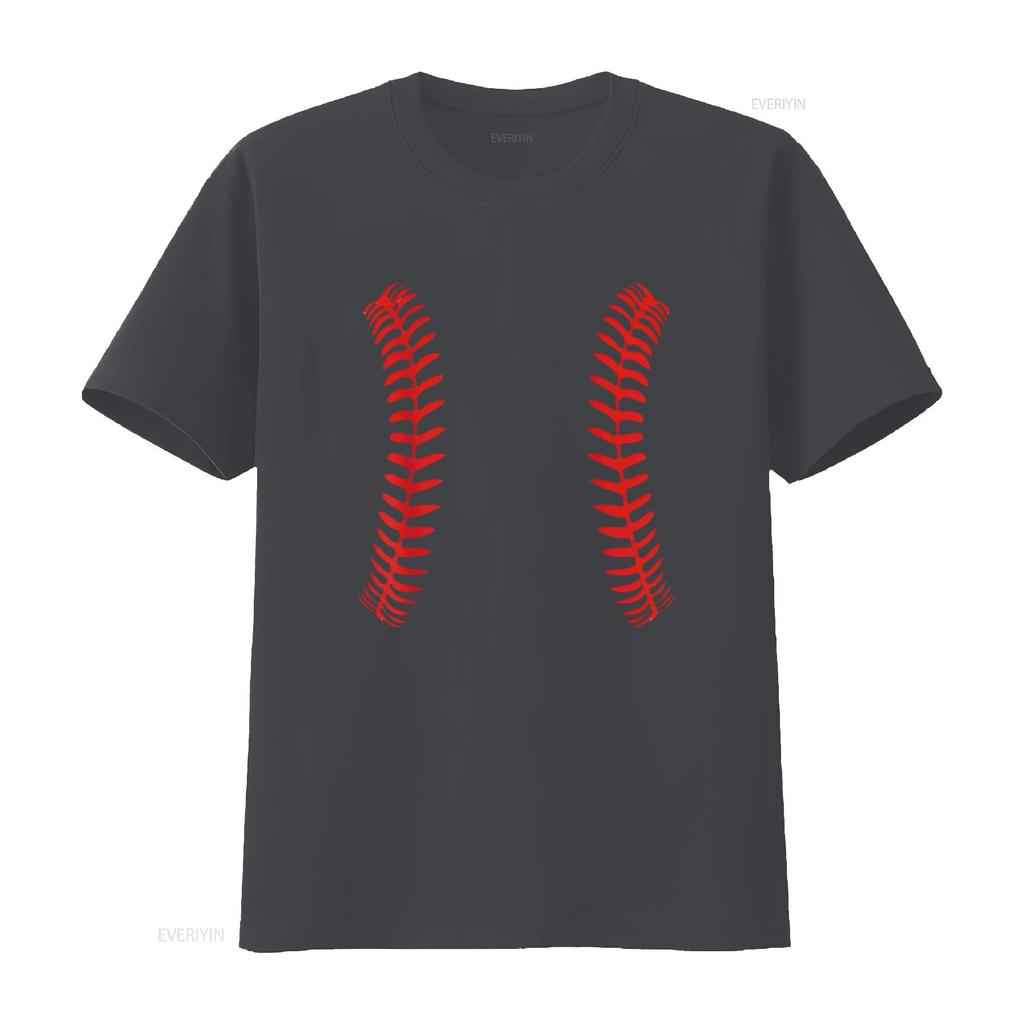 Womens Baseball Stitches T Shirt Ball Double Softball vintage Washed streetwear Slightly homme Breathable Unisex graphic Soft