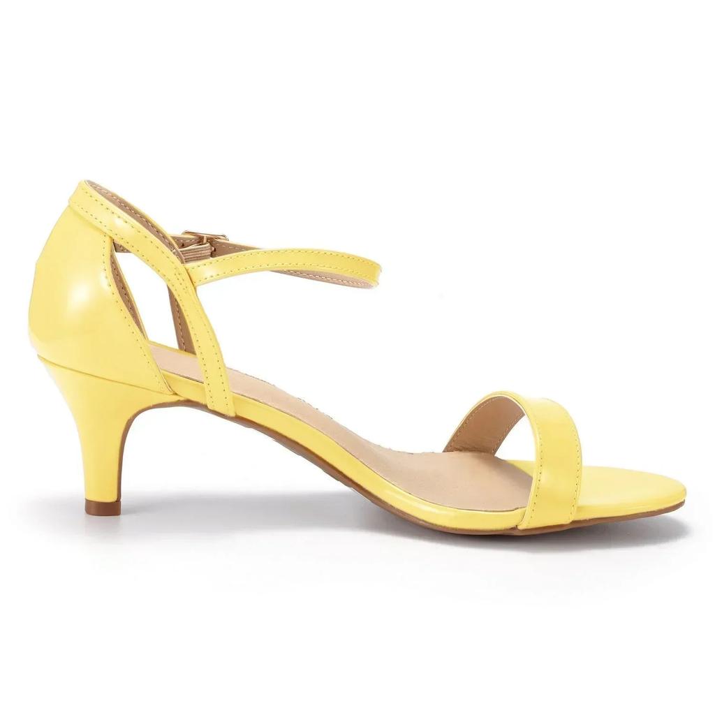 Women Patent Leather Sandals  Summer Multi Color 5cm Low High Heels Sexy Pumps Ankle Strap Sandal Ladies Party Wedding Shoes