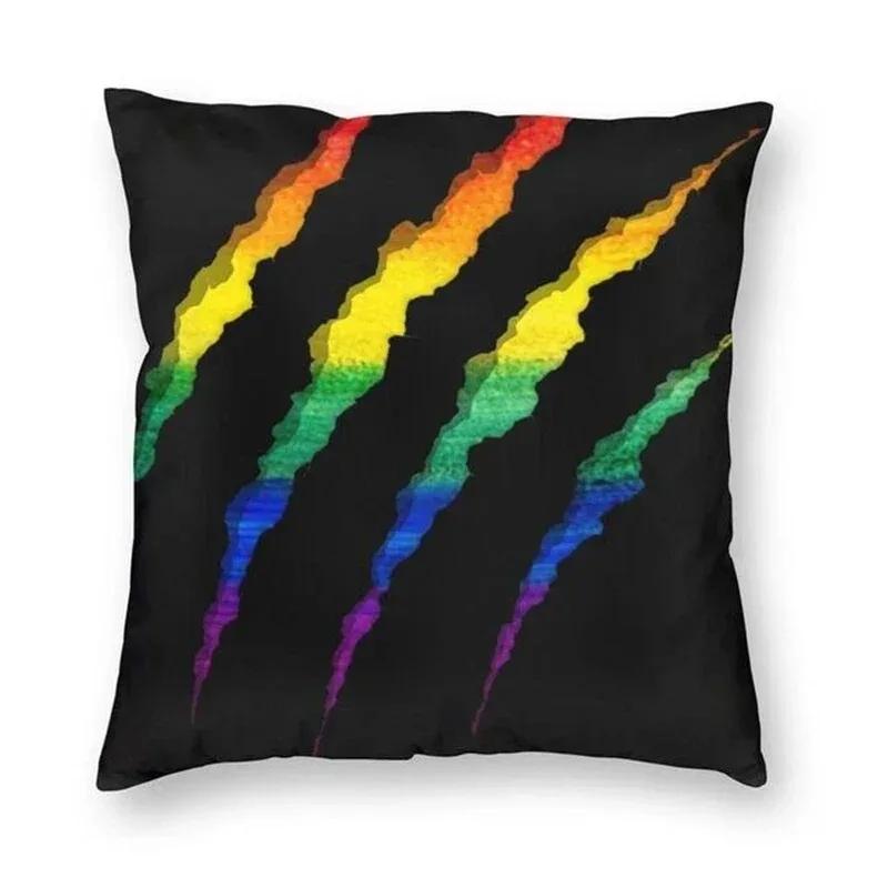 Rainbow Bear Paw LGBT Print Pillow Cover Gay Pride Rainbow Flag Cushion Cover  for Living Room Home Decor