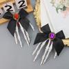 Hair Accessory Versatile Hair Clip Skull Claw Hair Accessories for Girls Halloween Skeleton Hand Clips with Bowknot