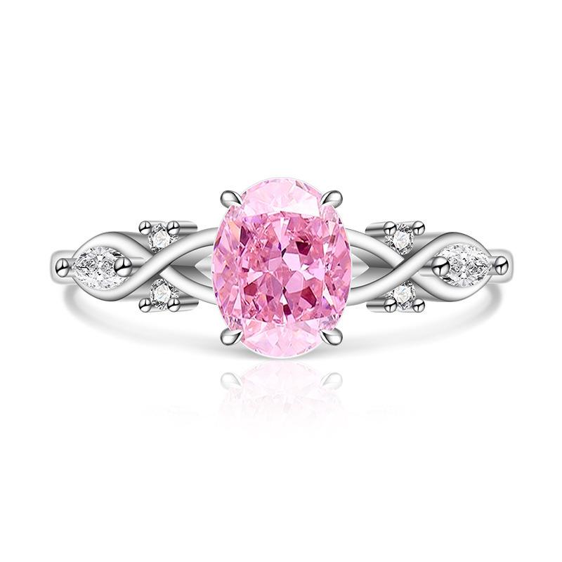 925 Sterling Silver Fashion Light Luxury Ice Flower Cut Zircon Twist Ring Birthday Party Anniversary Gift