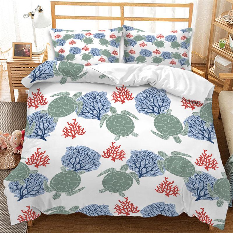 

Милый морской принт с животными из микрофибры, пододеяльник с изображением морской жизни, комплект постельного белья с изображением морских черепах, коралловый плед для мальчиков и девочек, декор комнаты 70x133cm 2pcs