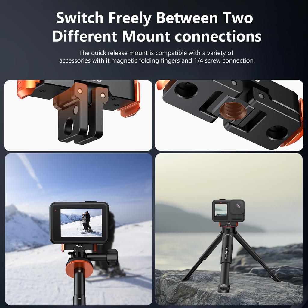 VRIG AC-28 For GoPro 13 Camera Quick Release Mount Base Magnetic Attachment