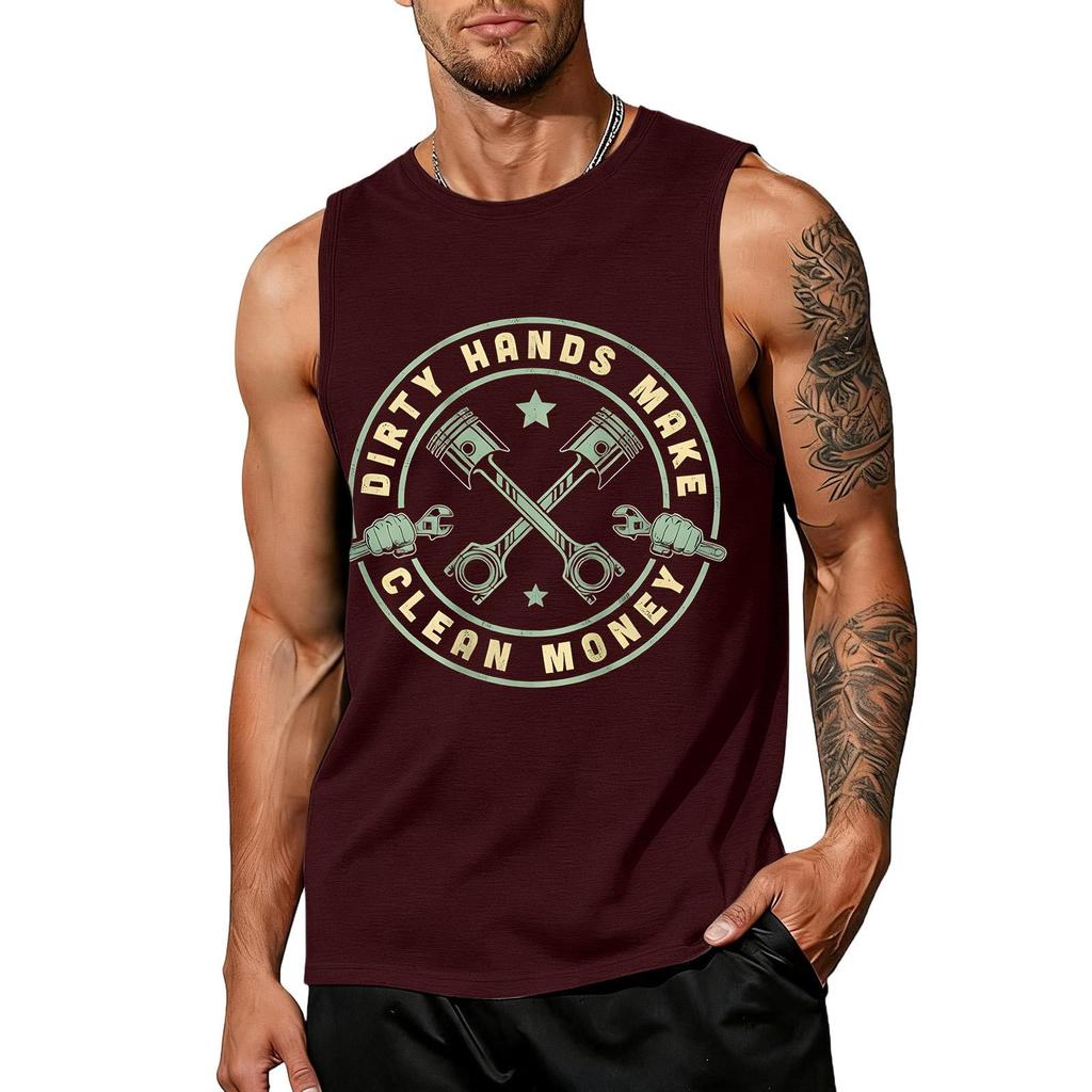 Men's Sleeveless Tank Top Casual Muscle Shirt Labor Day Graphic Print Workwear Summer Vest Gym Workout Tee