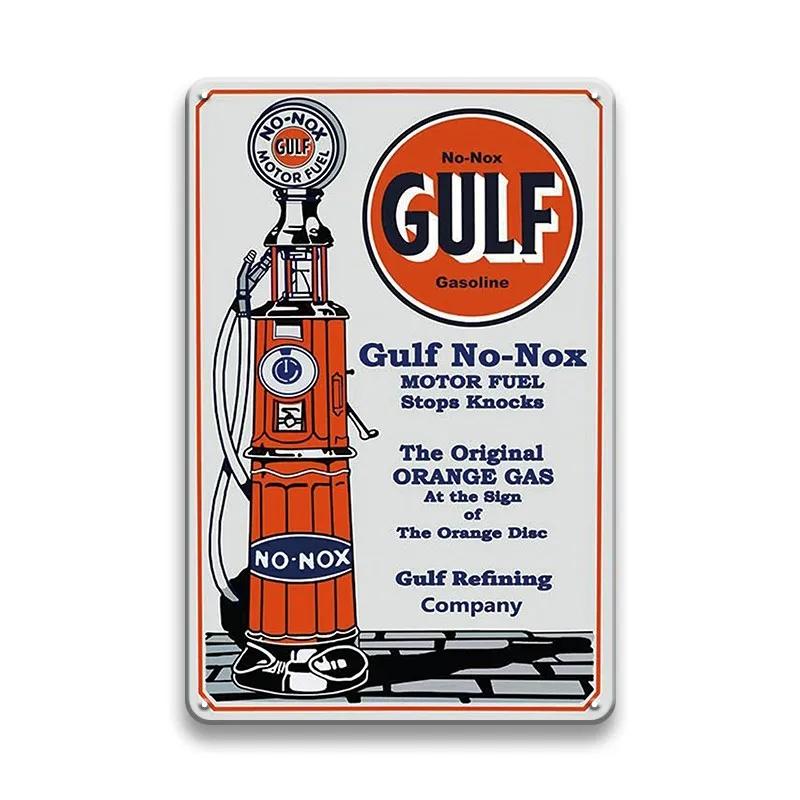 Vintage Decor Shabby Chic Metal Tin Signs Gulf Esso Agip Man Cave Wall Decoraion Motor Oil Garage Wall Stickers Gas Decor Pla