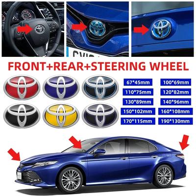 Car Front Head Hood Bonnet Emblem Rear Trunk Boot Mark Badge Steering Wheel Logo for Toyota RAV4 Camry Yaris CHR LEVIN Vios REIZ