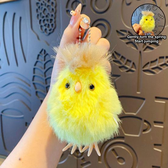 Keychain Pendant Portable Plush Chick Charm Key Chain with Clockwork Bounce Toy Soft