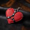 Gothic Leather Heart Keychain Y2K Bag Pendant Creative Rivet Heart Bag Charm  Birthday Gift