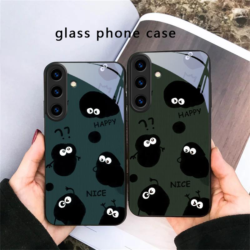 Funny hand drawn style For Samsung Galaxy S20 S21 S22 S23 Plus S24 FE S25 Ultra S26 Edge S25+ S20+ S22+ Black Glass Phone Case