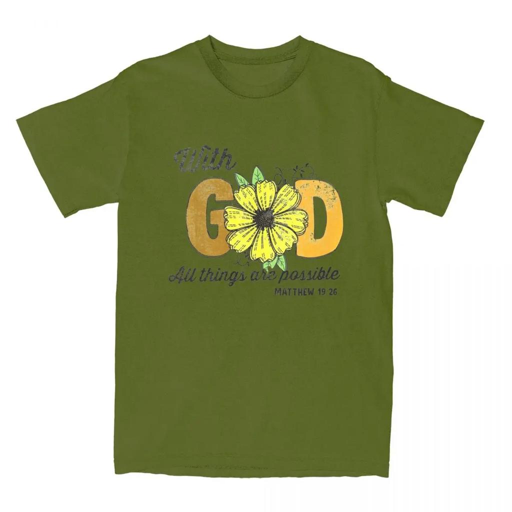 Sunflower Prayer Faith T Shirt With God All Things Are Possible Tee Shirt T-Shirts  Graphic Printed Clothing