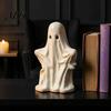 Halloween Ghost Decor Figurine, Spooky Cute Statue, Retro White Decorative Fireplace Accents Ornament for Home Tabletop Party Decorations Unique Gift