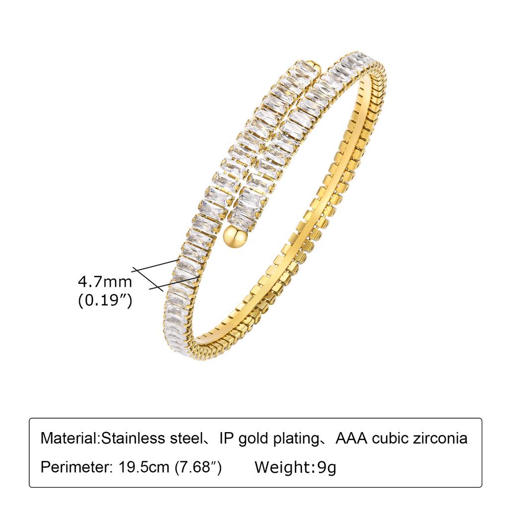 Offenes Verstellbares Stern Sternenstrahl Manschettenarmband für Damen Edelstahl Zirkonia Einlage Charme Mehrschichtiger Schmuck