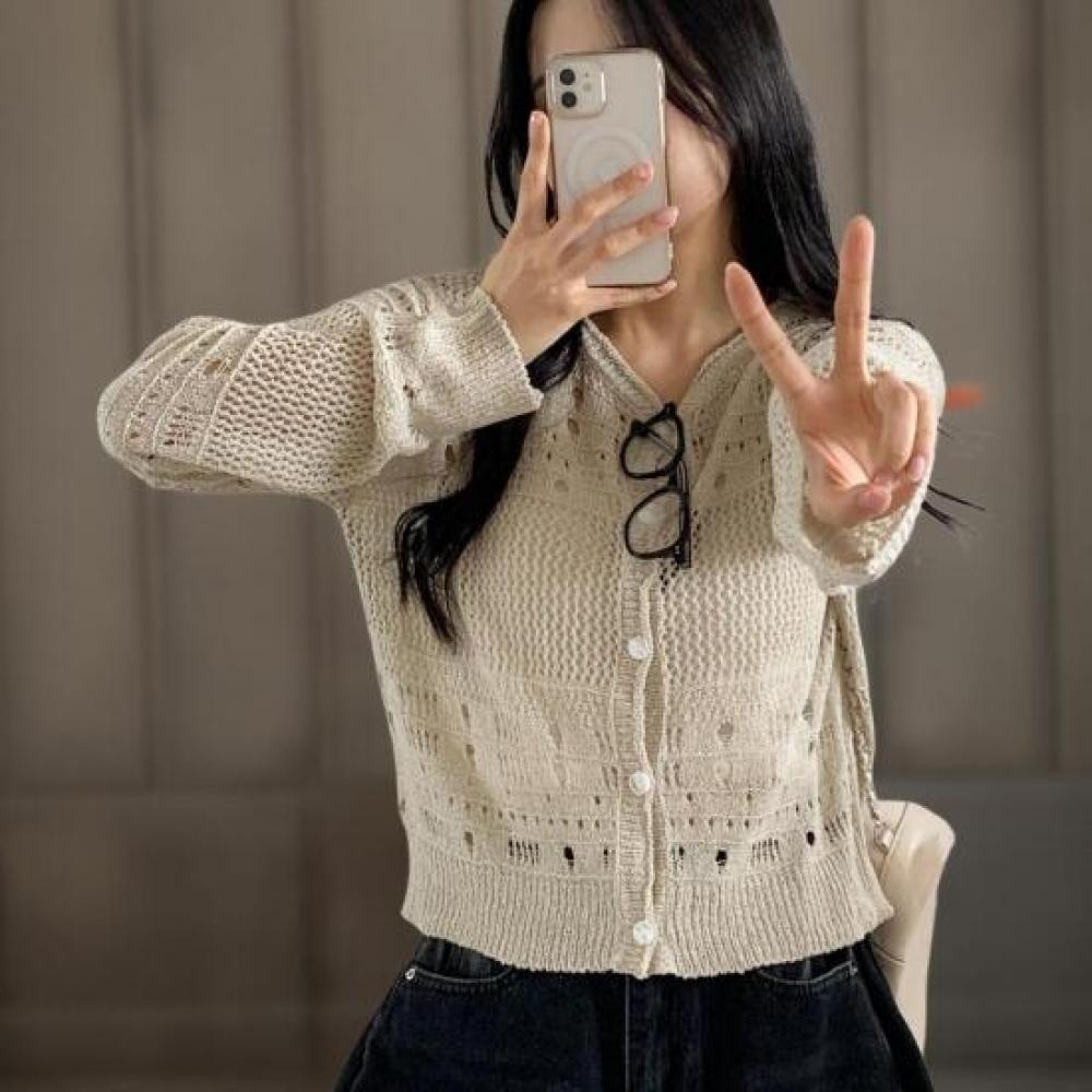 New Arrivals Open Run Summer Sheer Knit Shorts Cardigan