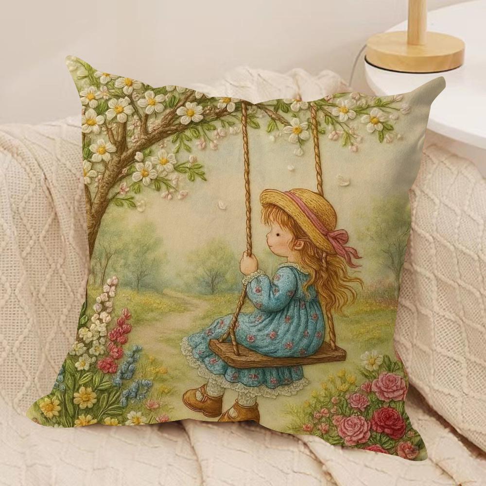 Sweet Anime S-sarah Kay Cushion Cover Silky Short Plush Double-Sided Printed Pillow Case for Sofa All Seasons Home Decor Gift