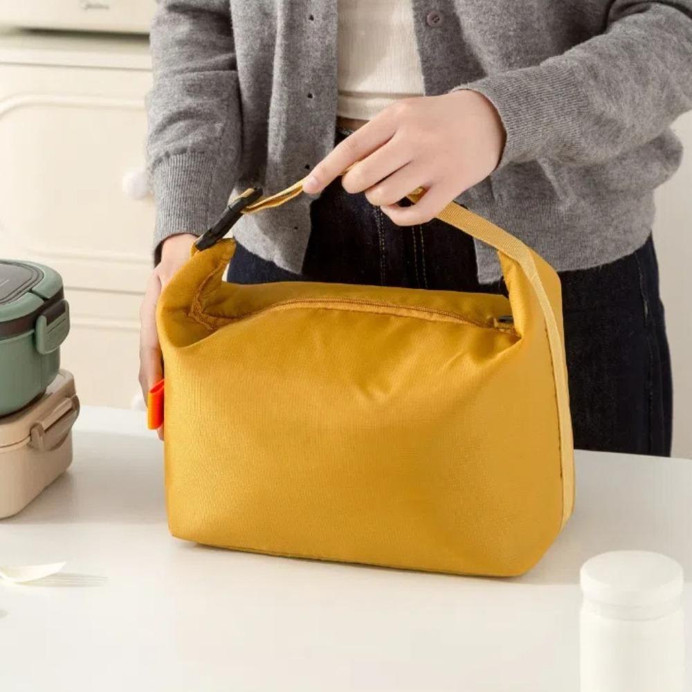 Hand Carrying Insulated Lunch Bag Aluminum Foil Foldable Lunch Box Bag Large Capacity Simple Design Food Storage Handbag