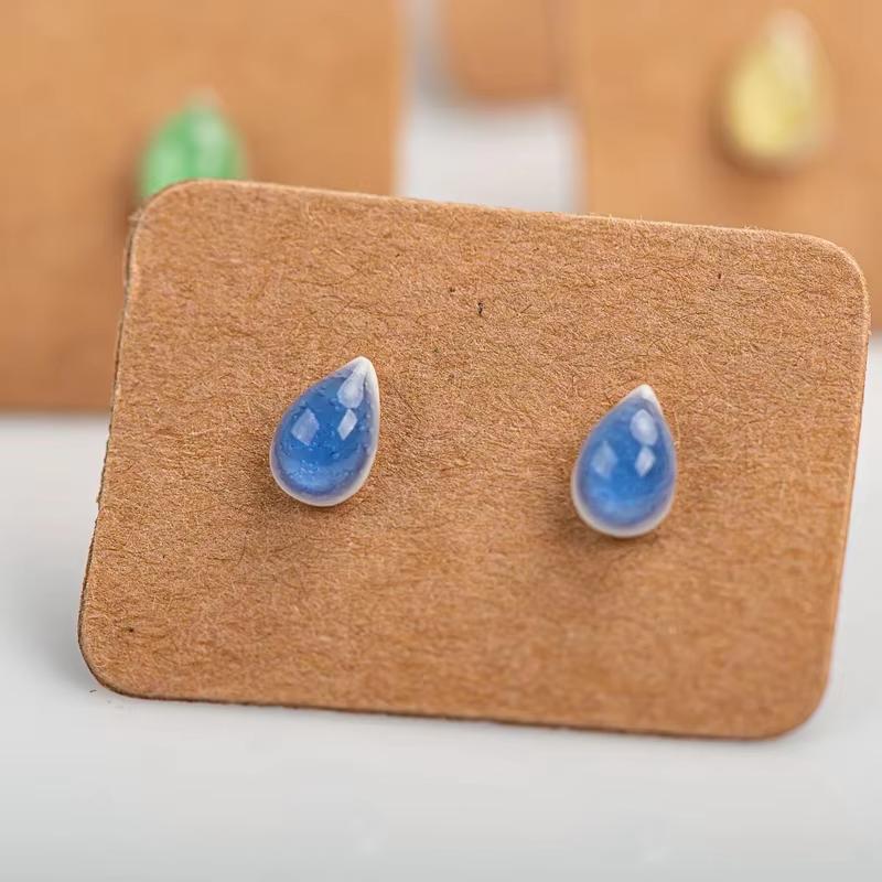 Trendy Dainty Teardrop Shape Stud Earrings for Women Cute Minimalist Fashion Jewelry Assorted Pastel Colors Crystal Earrings