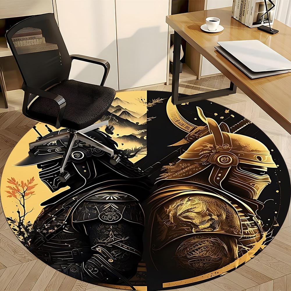 1pc Samurai Armor Chair Carpet for Office Non Slip, Machine Washable Rug for Office, Room Holiday Decor for Christmas, Birthday Polyester